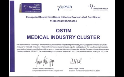 OSTİM Medikal Sanayi Kümelenmesi Avrupa mükemmellik girişimi bronz küme etiketi ile ödüllendirildi.